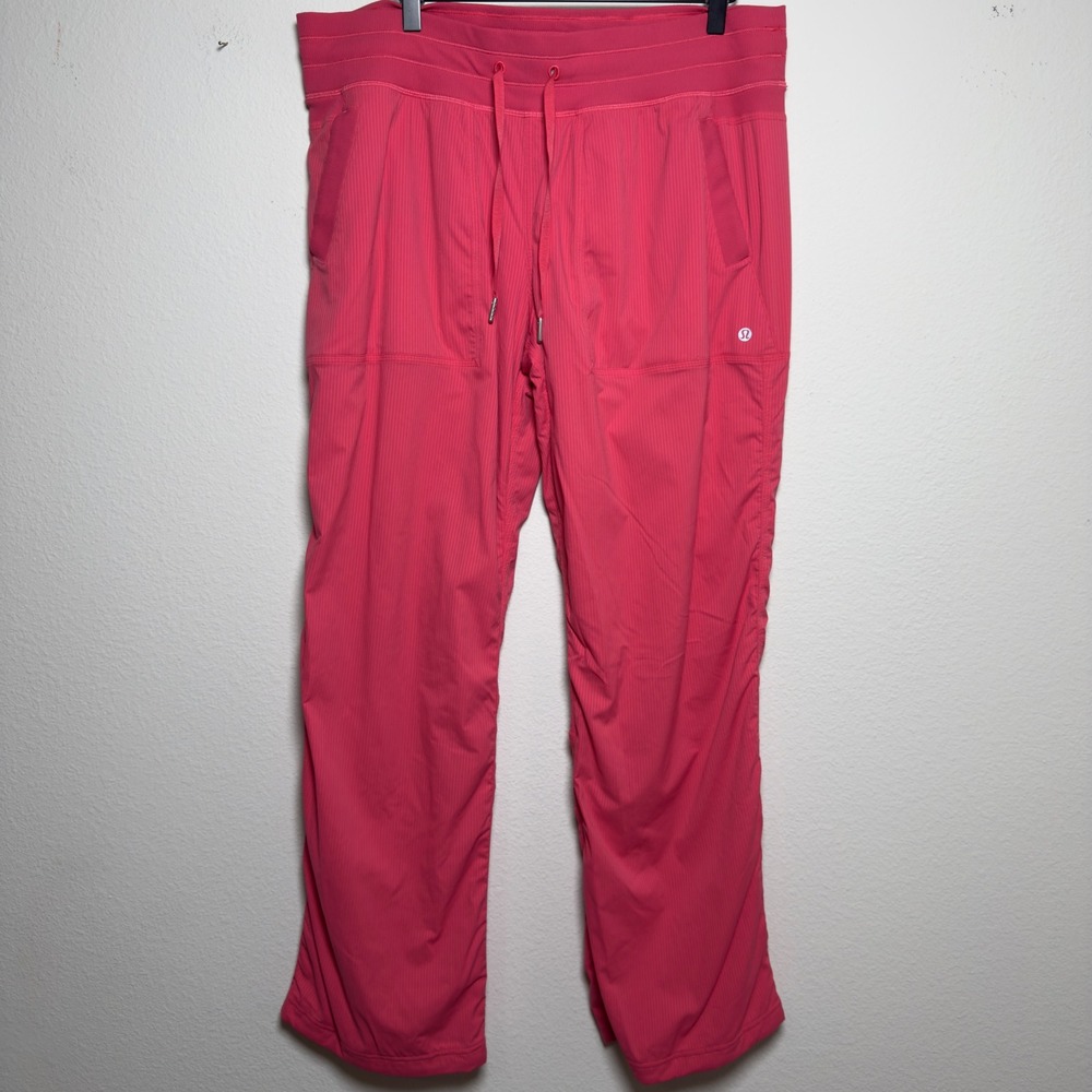 Lululemon Women Dance Studio Pant 14 Glaze Pink Ribbed Mid Rise Lined Casual